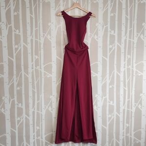Showstopper Burgundy Jumpsuit Gown